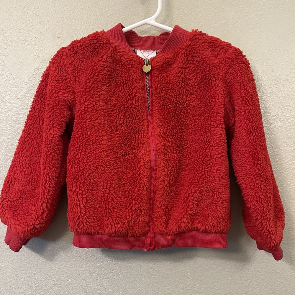 365 Kids‎ From Garnimals Red Teddy Bomber Jacket Zip Up Sparkle Size 4